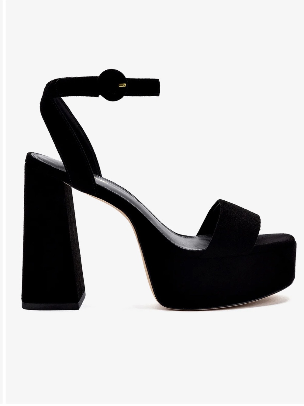 Larroude Dolly Platform Sandals Heels Size 7.5 Black Suede Block Heel